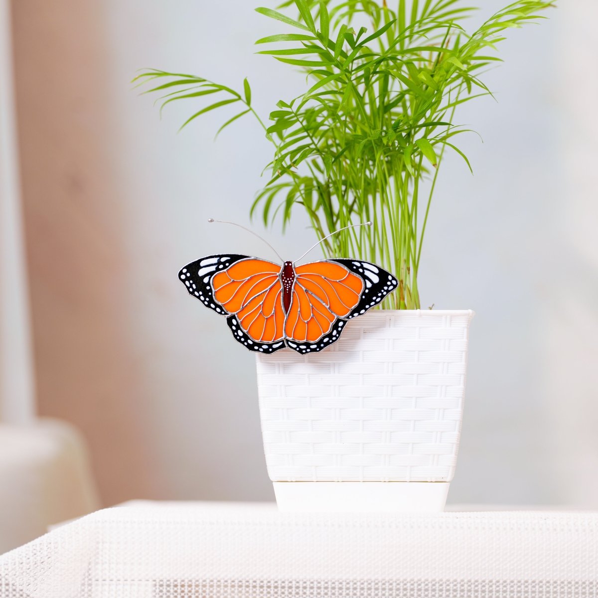 suncatcher butterfly stained_glass Monarch Butterfly Stained Glass Clip – Unique Gift for Plant Lovers, Home & Window Decor✨