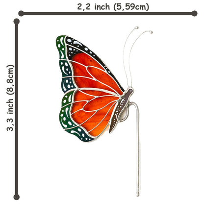 suncatcher Top product stained_glass Monarch Butterfly Stained Glass - Suncatcher Pot Decor 3.3x2.3 inch