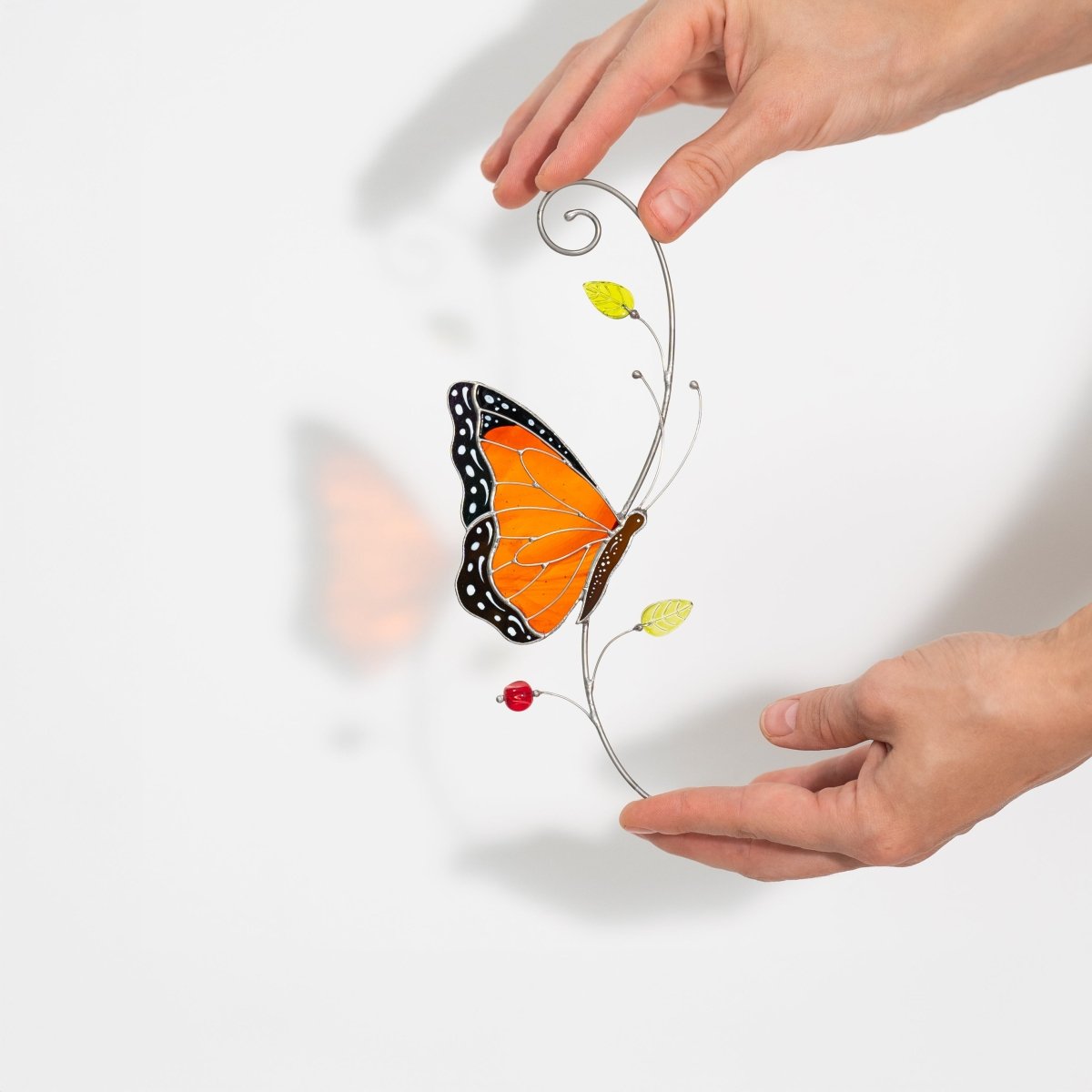 suncatcher stained_glass Monarch Butterfly Stained Glass Suncatcher – Window Hanging Decor