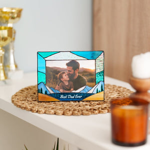 suncatcher stained_glass Personalized Stained Glass Dad Photo Frame, Father Gift
