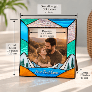 suncatcher stained_glass Personalized Stained Glass Dad Photo Frame, Father Gift