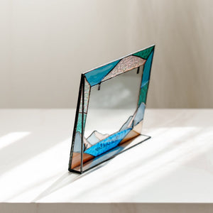 suncatcher stained_glass Personalized Stained Glass Dad Photo Frame, Father Gift