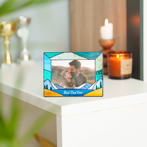 suncatcher stained_glass Personalized Stained Glass Dad Photo Frame, Father Gift