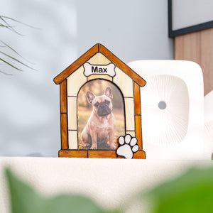 suncatcher stained_glass Personalized Stained Glass Dog House Photo Frame