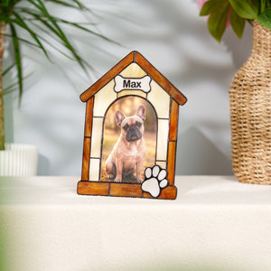 suncatcher stained_glass Personalized Stained Glass Dog House Photo Frame