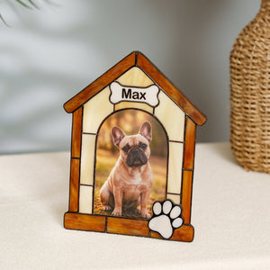 suncatcher stained_glass Personalized Stained Glass Dog House Photo Frame