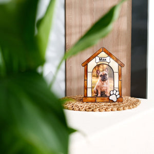 suncatcher stained_glass Personalized Stained Glass Dog House Photo Frame