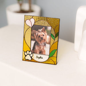 suncatcher stained_glass Personalized Stained Glass Pet Photo Frame