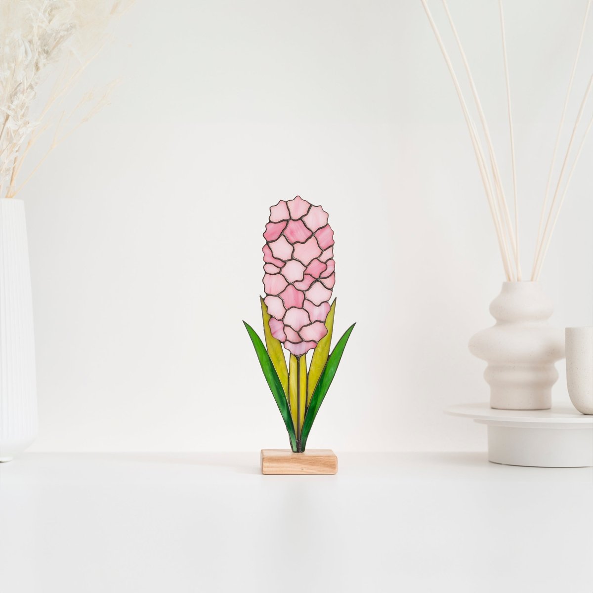 suncatcher Flowers stained_glass Pink Hyacinth Flower Stained Glass - Suncatcher Table Decor 11x5.1 inch