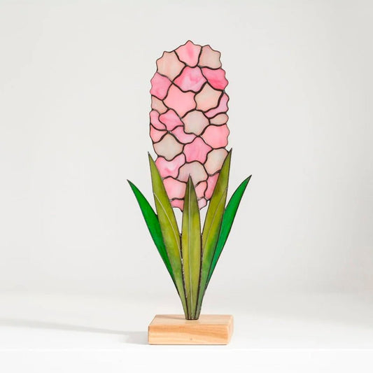 suncatcher Flowers stained_glass Pink Hyacinth Flower Stained Glass - Suncatcher Table Decor 11x5.1 inch