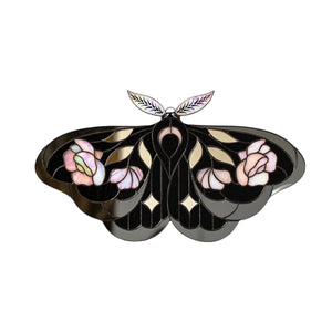 suncatcher stained_glass Rose Butterfly Stained Glass Wall Decor with Mirror Finish