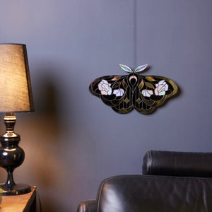 suncatcher stained_glass Rose Butterfly Stained Glass Wall Decor with Mirror Finish