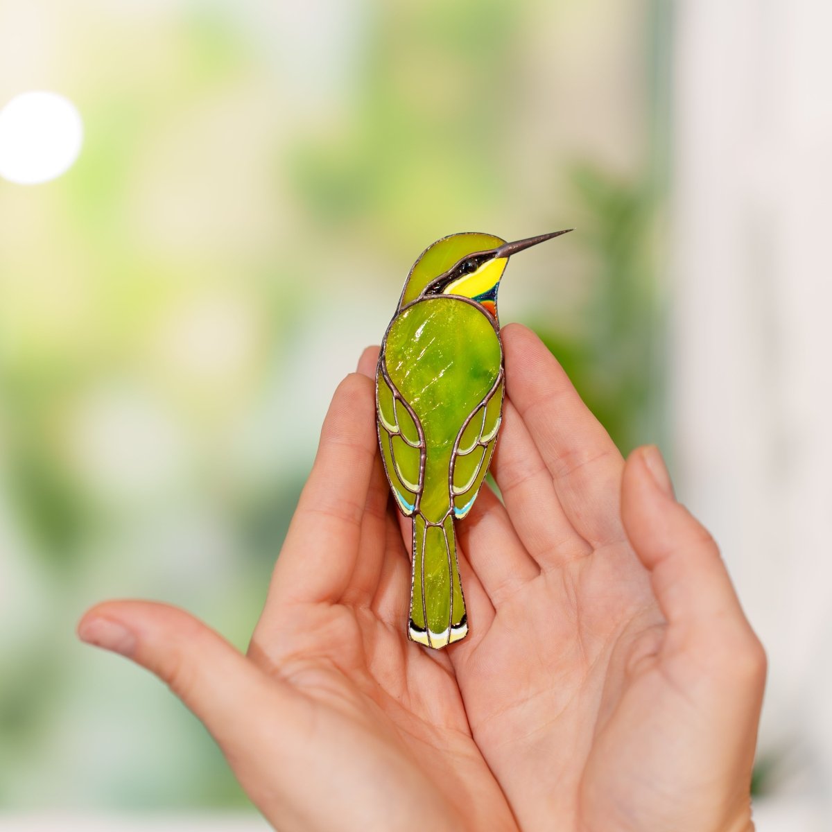 suncatcher Bird stained_glass Stained Glass Bird Clip – Unique Gift for Plant Lovers, Home Decor Accent ✨