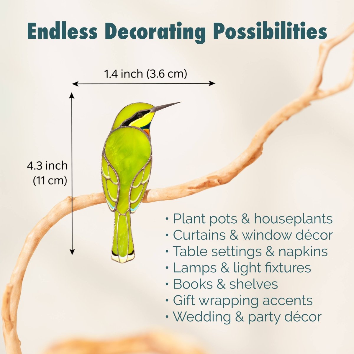 suncatcher Bird stained_glass Stained Glass Bird Clip – Unique Gift for Plant Lovers, Home Decor Accent ✨