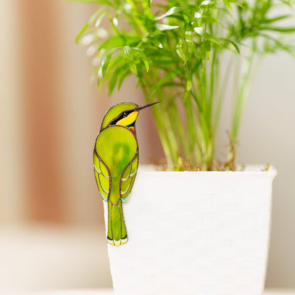 suncatcher Bird stained_glass Stained Glass Bird Clip – Unique Gift for Plant Lovers, Home Decor Accent ✨