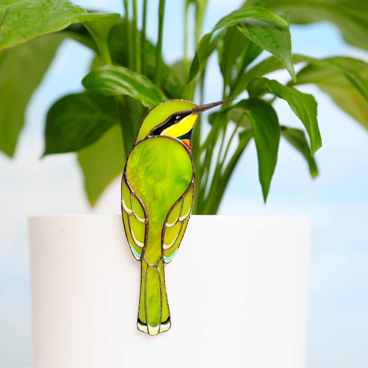 suncatcher Bird stained_glass Stained Glass Bird Clip – Unique Gift for Plant Lovers, Home Decor Accent ✨