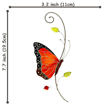 suncatcher Insect stained_glass Stained Glass Butterfly Monarch - Suncatcher Hanging Decor 7.5x3.9 inch