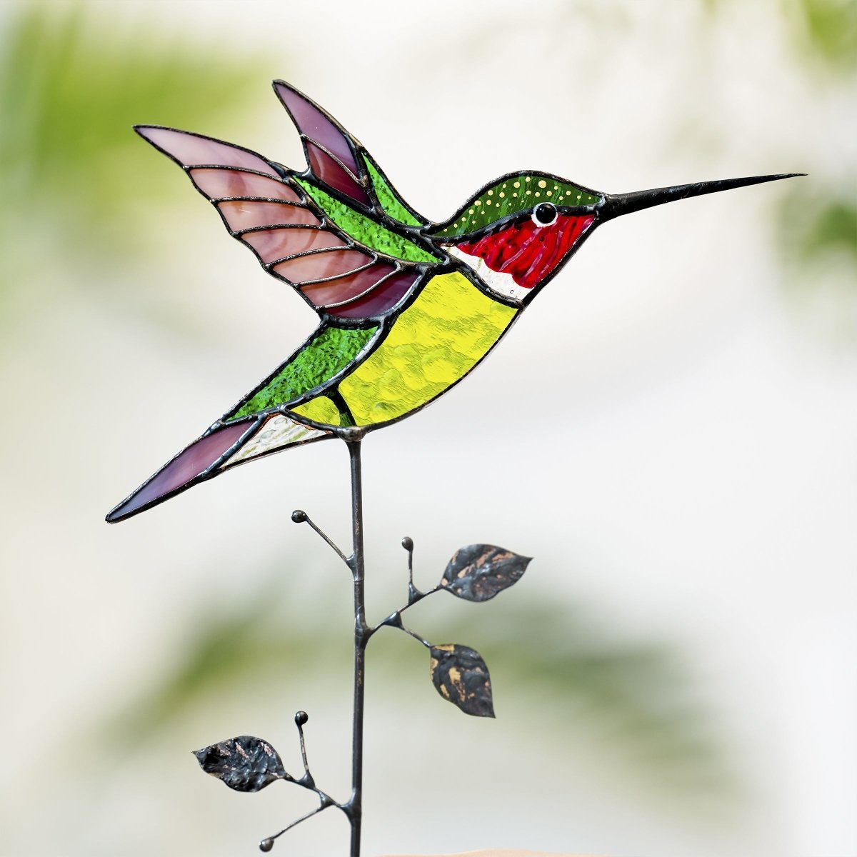 suncatcher Top product stained_glass Stained Glass Hummingbird Green - Suncatcher Table Decor 9.5x4.8