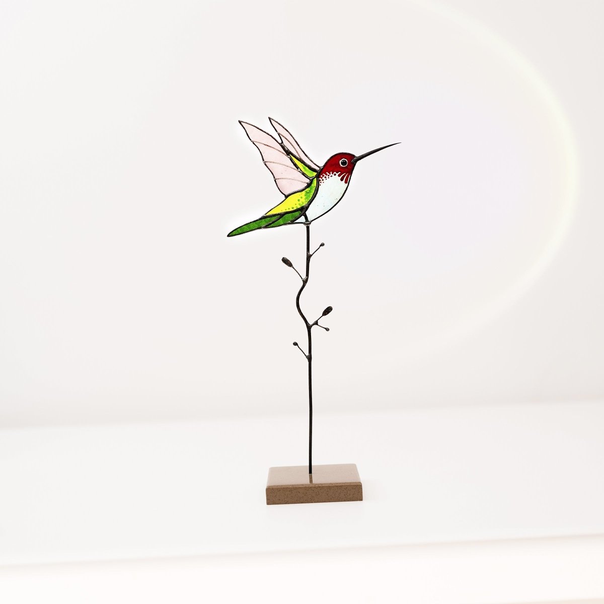 suncatcher Bird stained_glass Stained Glass Hummingbird - Suncatcher Garden Stake or Table Decor 9.5x4.8