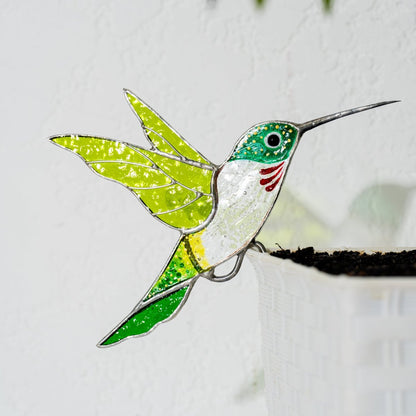 suncatcher Beveled stained_glass Stained Glass Hummingbird - Suncatcher Planter Decor 4.7х3.15 inch