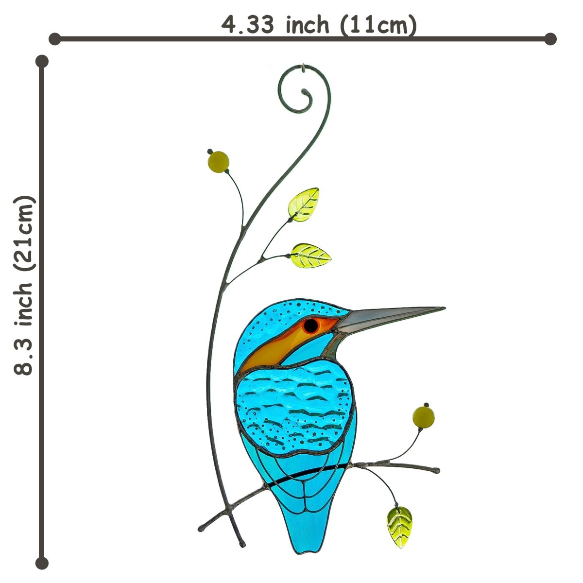 suncatcher Bird stained_glass Stained Glass Kingfisher - Suncatcher Hanging Decor 8.3x4.33 inch