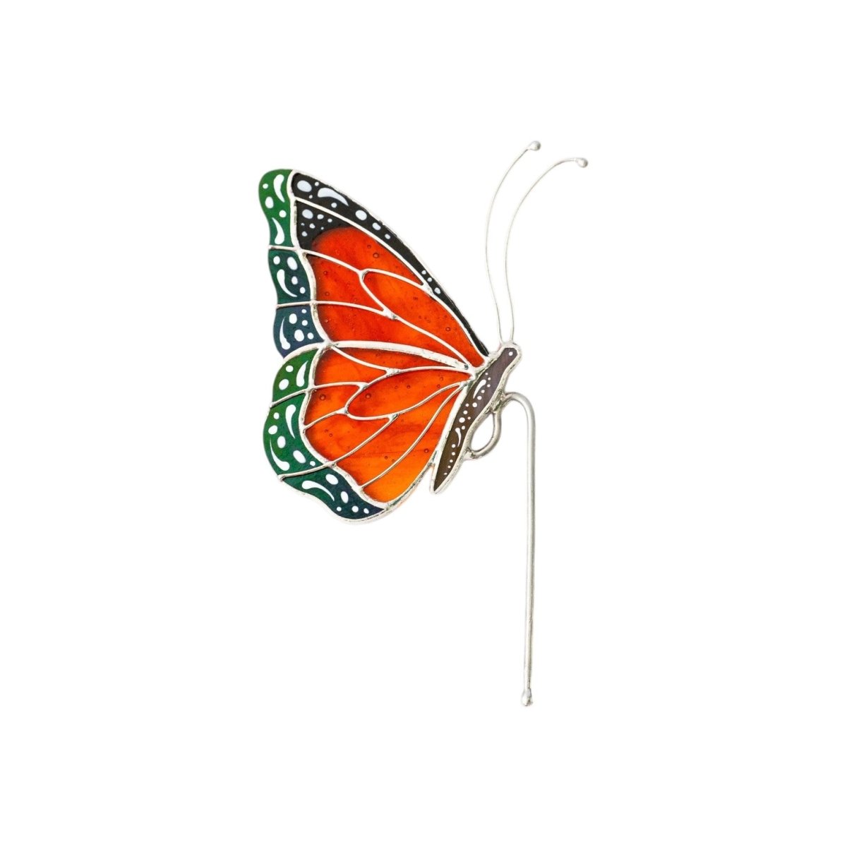 suncatcher Top product stained_glass Stained Glass Monarch Butterfly Suncatcher for Plant Decor