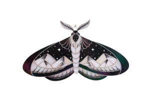 suncatcher stained_glass Stained Glass Moth Wall Decor with Mountain Design