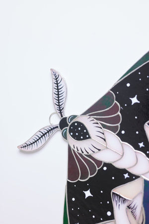 suncatcher stained_glass Stained Glass Moth Wall Decor with Mountain Design