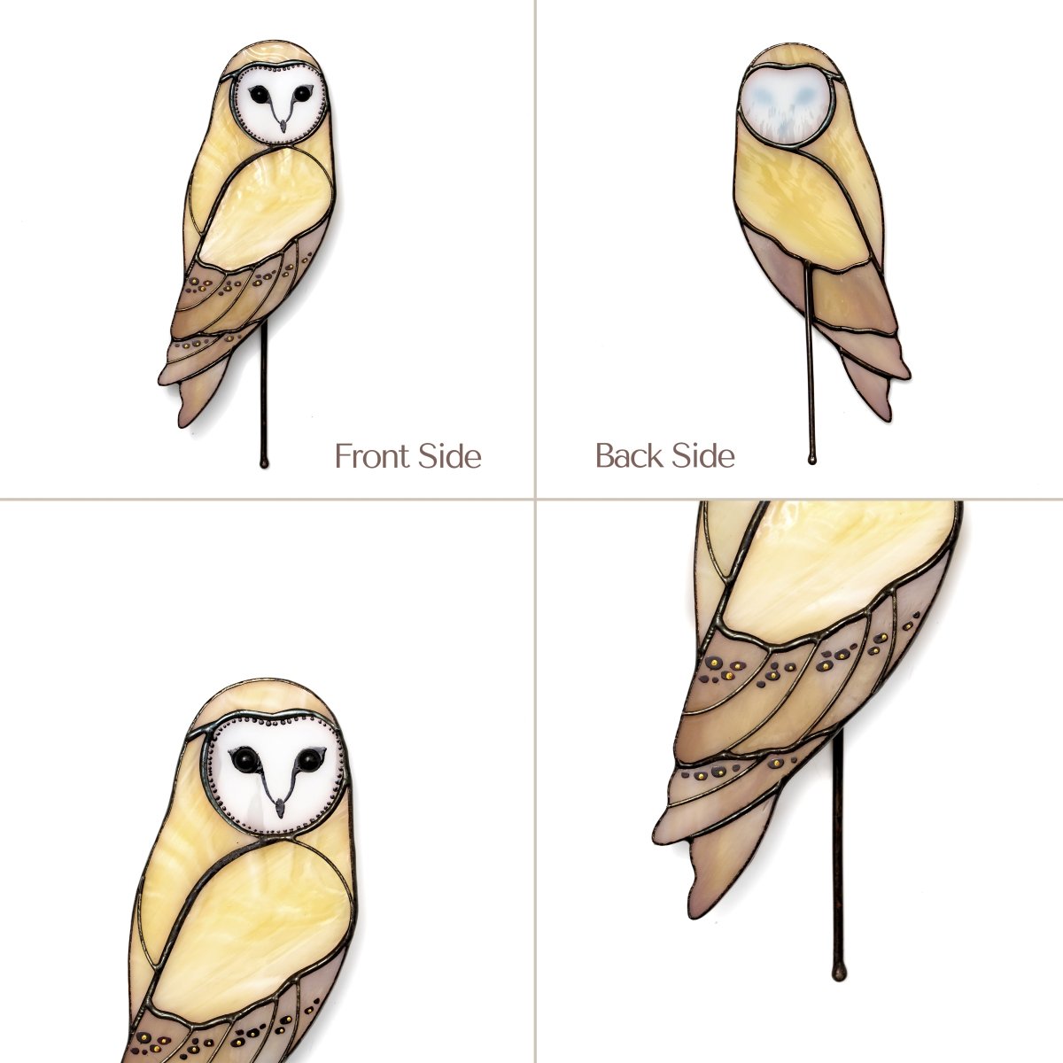 suncatcher Bird stained_glass Stained Glass Owl Planter Decoration – Handmade Glass Owl Garden Ornament, Wisdom Bird Gift