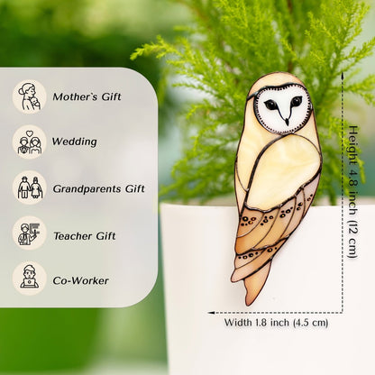 suncatcher Bird stained_glass Stained Glass Owl Planter Decoration – Handmade Glass Owl Garden Ornament, Wisdom Bird Gift