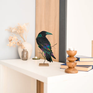 suncatcher stained_glass Stained Glass Raven Table Decor Sculpture