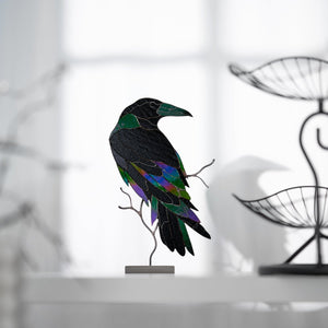 suncatcher stained_glass Stained Glass Raven Table Decor Sculpture