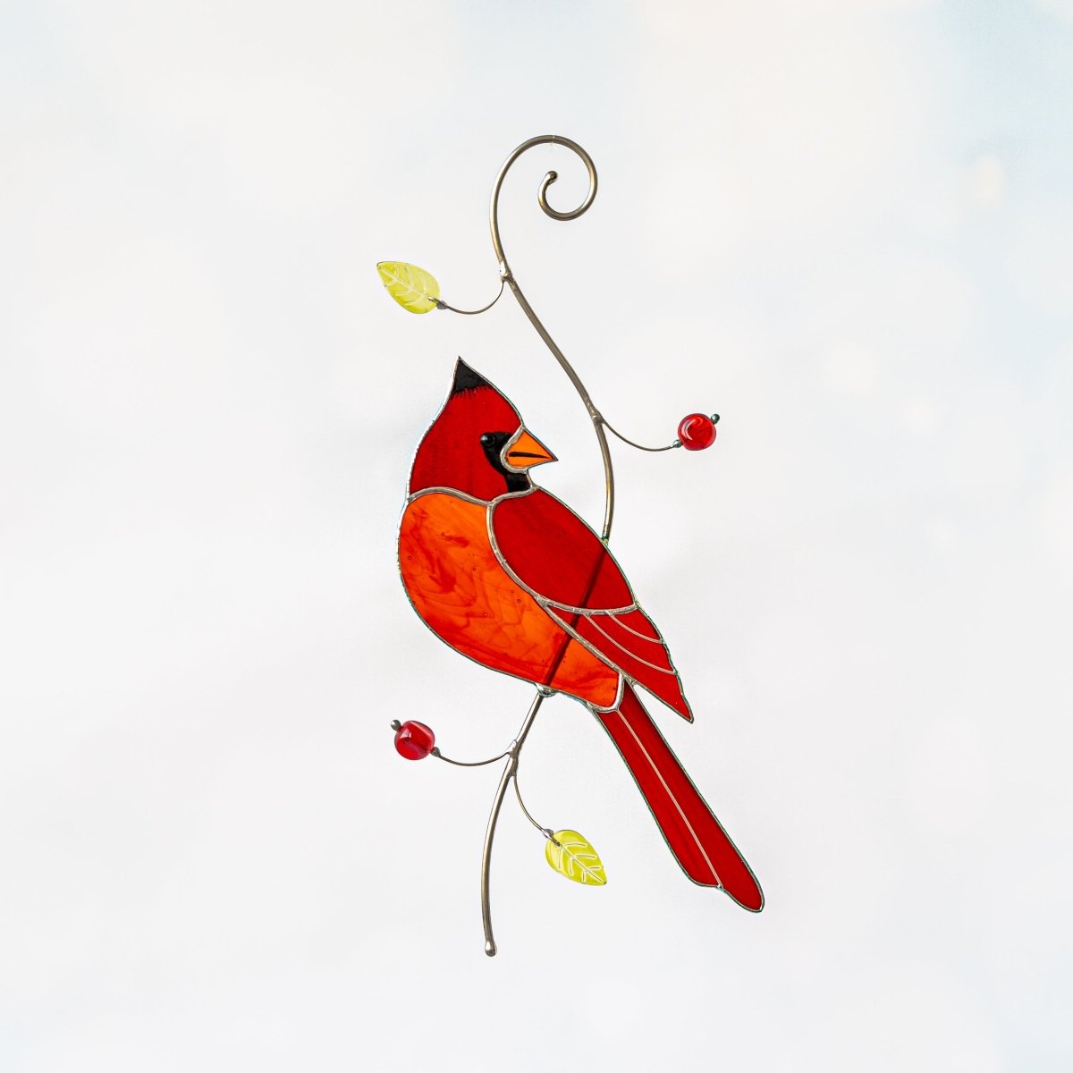 suncatcher Bird stained_glass Stained Glass Red Cardinal - Suncatcher Hanging Decor 7.5x4.4 inch