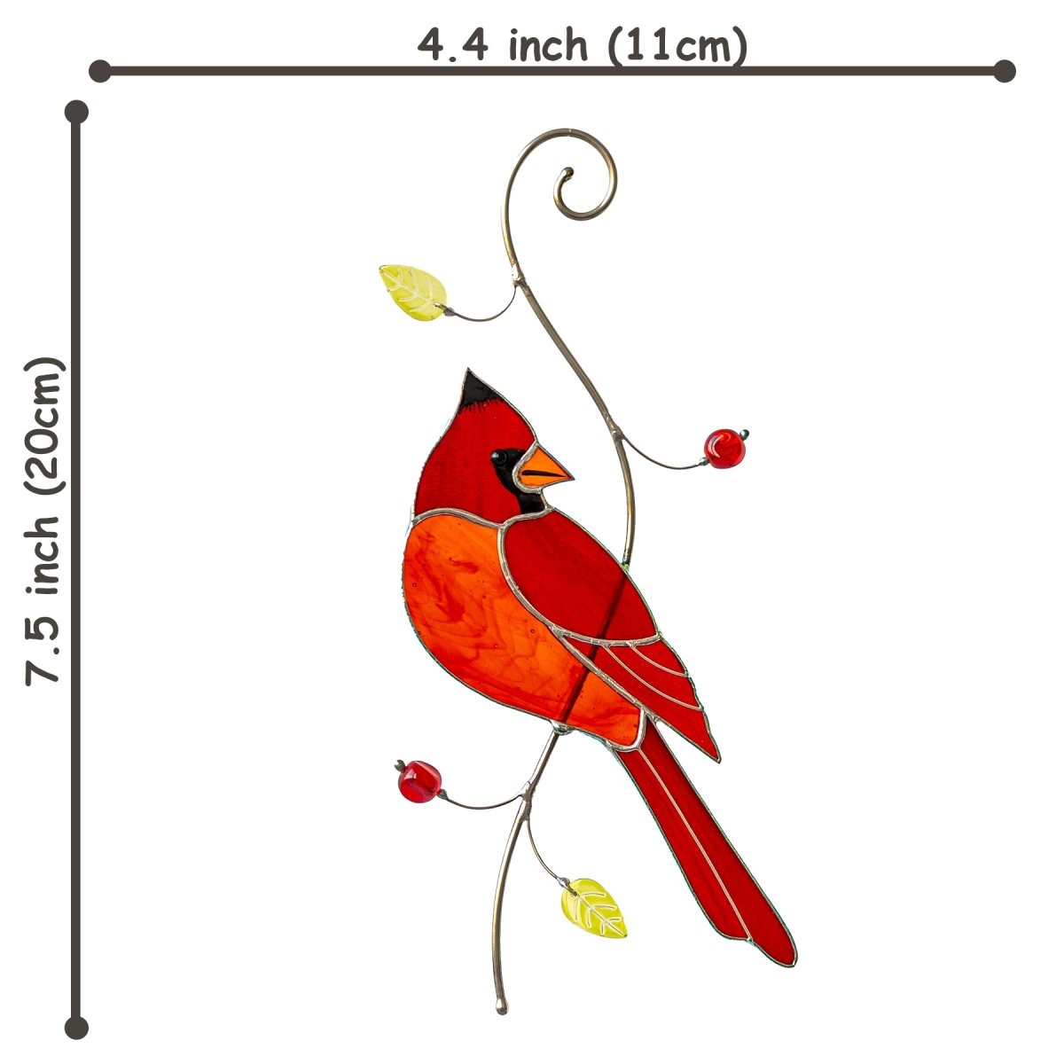 suncatcher Bird stained_glass Stained Glass Red Cardinal - Suncatcher Hanging Decor 7.5x4.4 inch