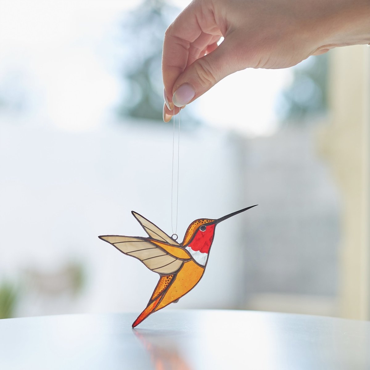 suncatcher stained_glass Stained glass Set of 3 Hummingbirds - Bird Lover Gift