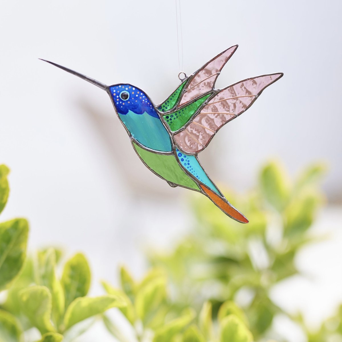 suncatcher stained_glass Stained glass Set of 3 Hummingbirds - Bird Lover Gift