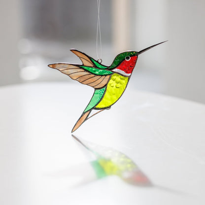 suncatcher stained_glass Stained glass Set of 3 Hummingbirds - Bird Lover Gift