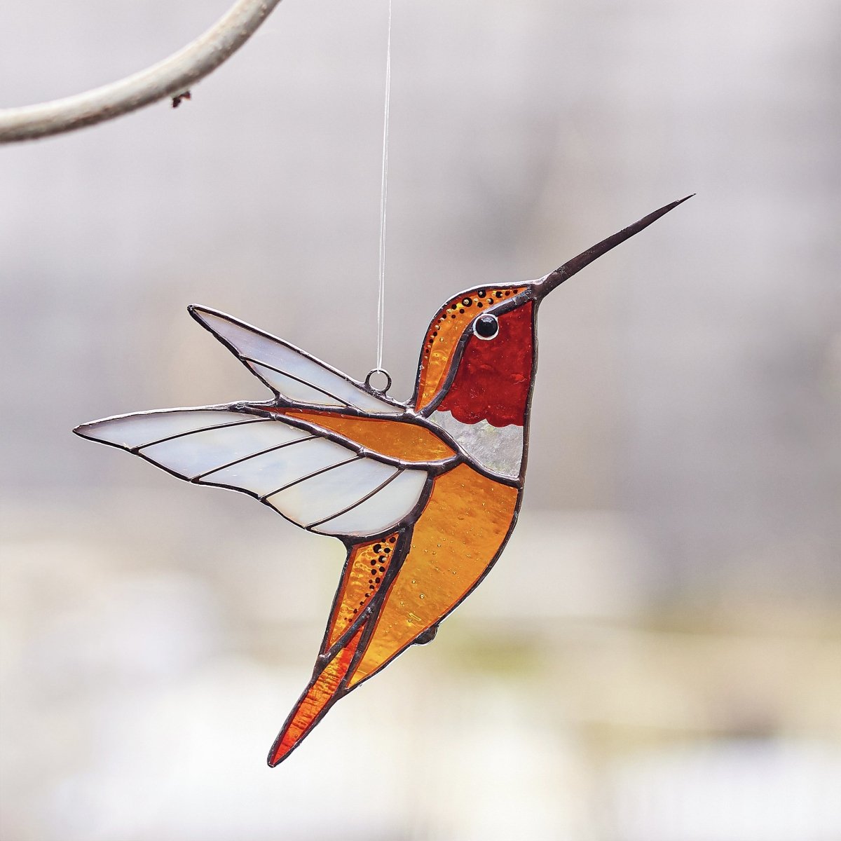 suncatcher stained_glass Stained glass Set of 3 Hummingbirds - Bird Lover Gift