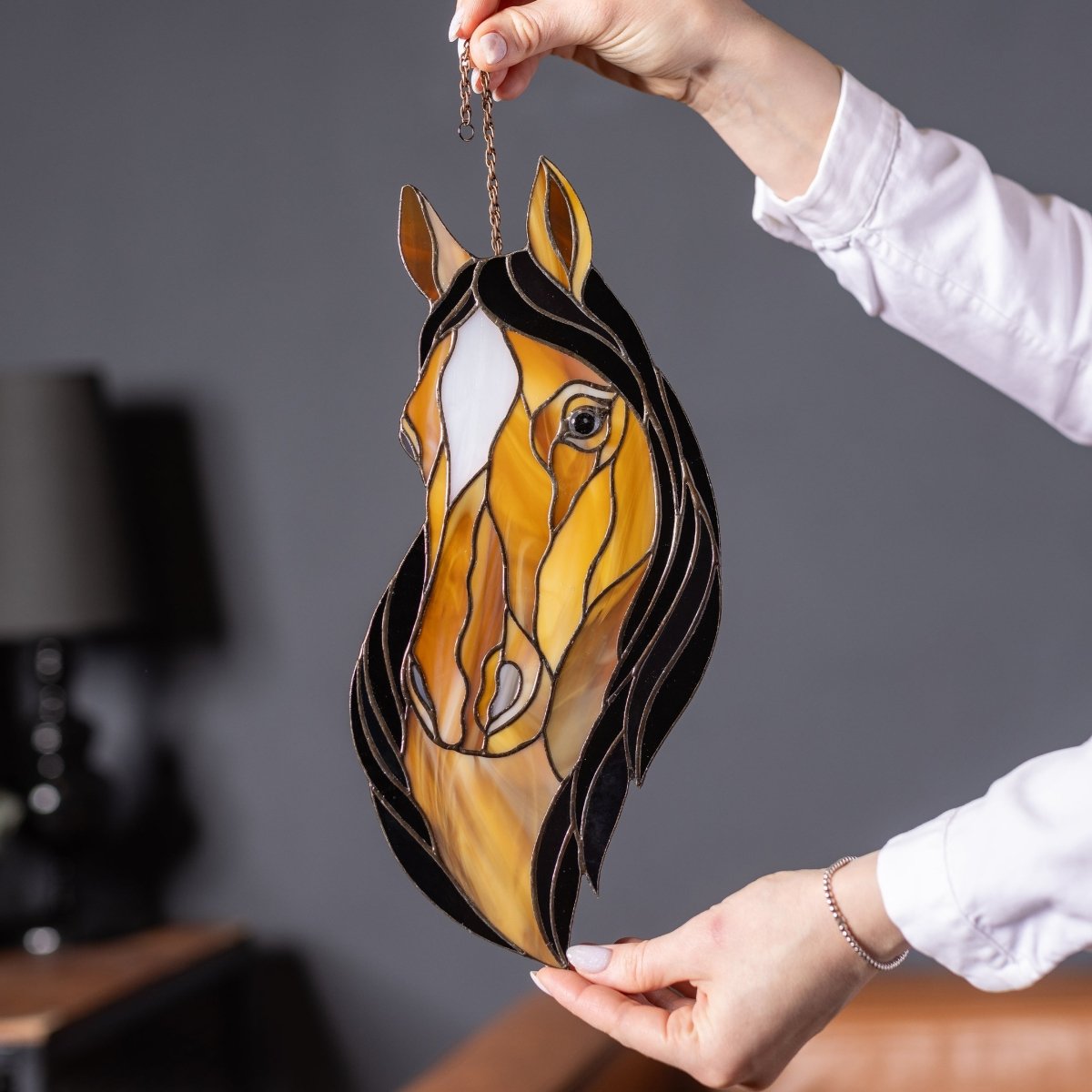 suncatcher suncatcher stained_glass Stained glass window Horse - Suncatcher pot decor