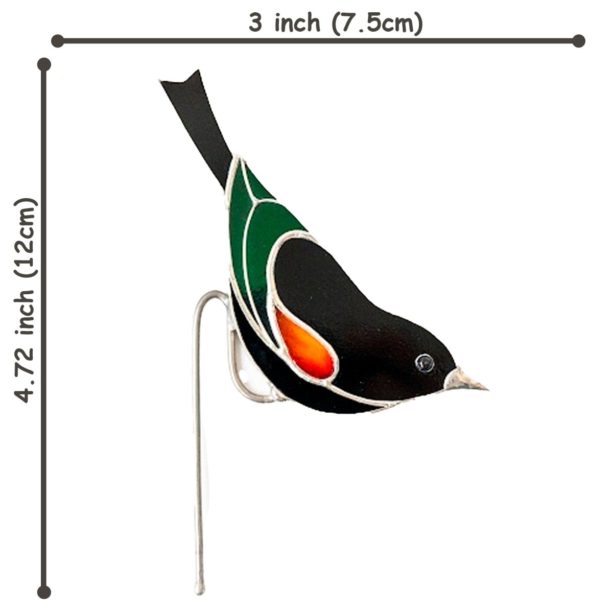 suncatcher Top product stained_glass Thrush Bird Stained Glass - Suncatcher Planter Decor 4.72x3 inch