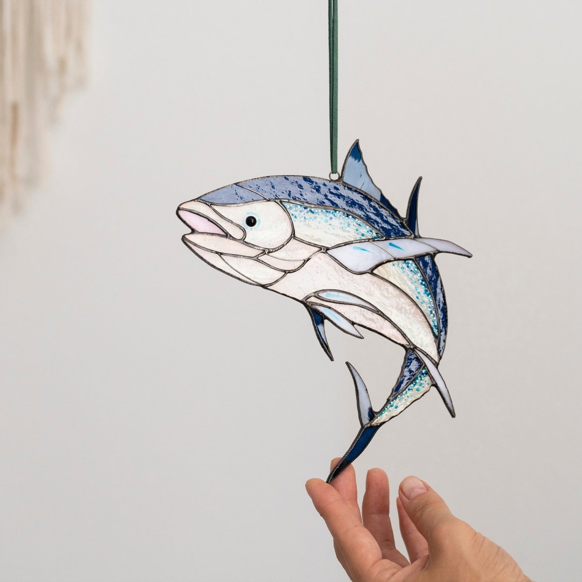 suncatcher Fish stained_glass Tuna Fish Stained glass - Window Hangings Decor 7.35x7.35 inch