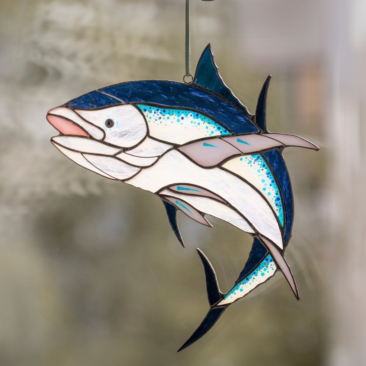 suncatcher Fish stained_glass Tuna Fish Stained glass - Window Hangings Decor 7.35x7.35 inch