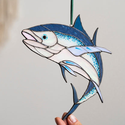 suncatcher Fish stained_glass Tuna Fish Stained glass - Window Hangings Decor 7.35x7.35 inch