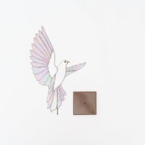 suncatcher stained_glass White Dove Stained Glass Sculpture Pair with Stone Base