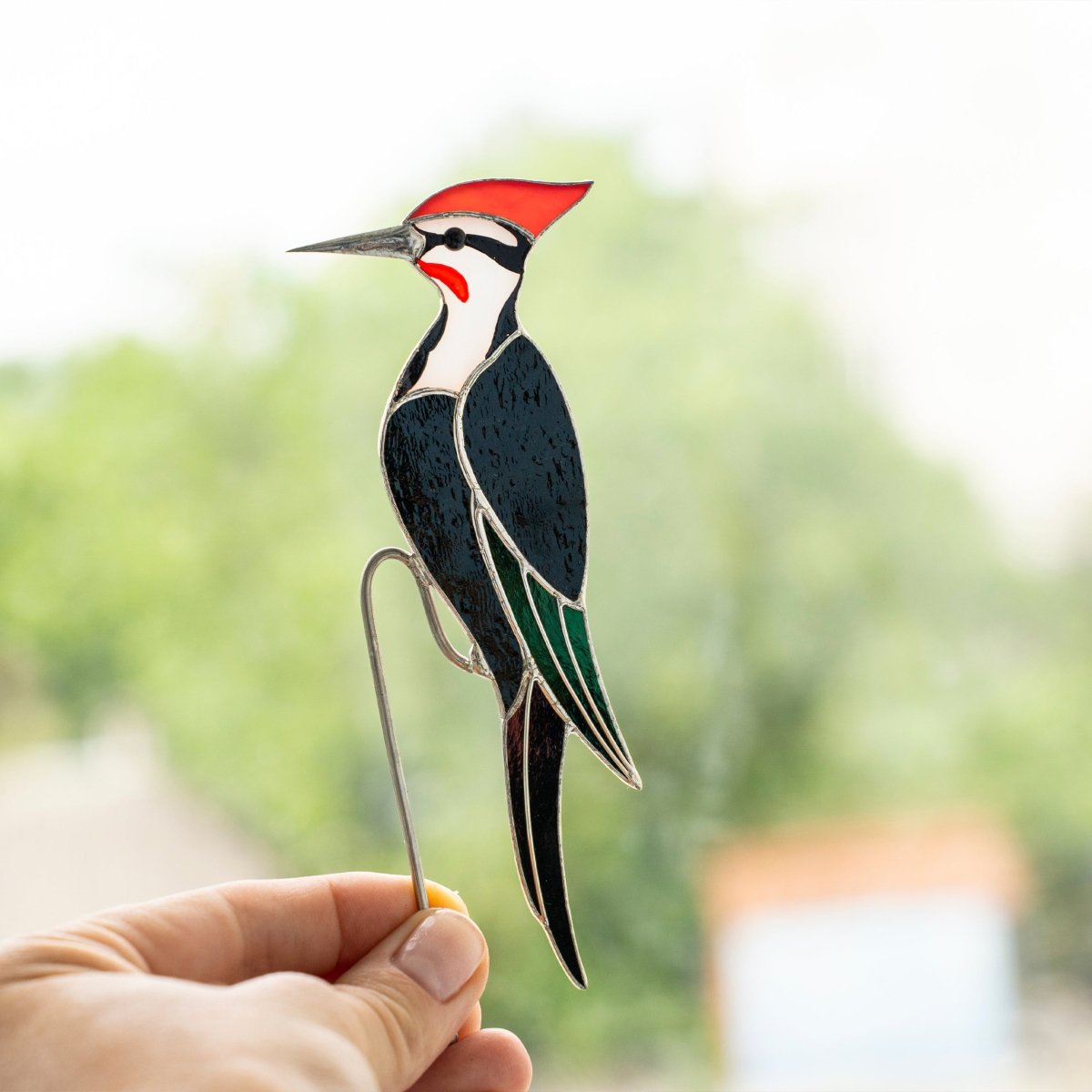 suncatcher Top product stained_glass Woodpecker Stained Glass - Suncatcher Pot Decor 5.3x2 inch