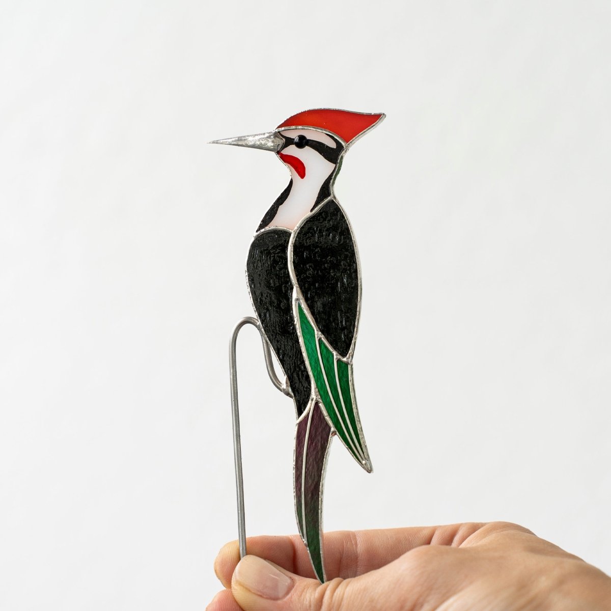 suncatcher Top product stained_glass Woodpecker Stained Glass - Suncatcher Pot Decor 5.3x2 inch