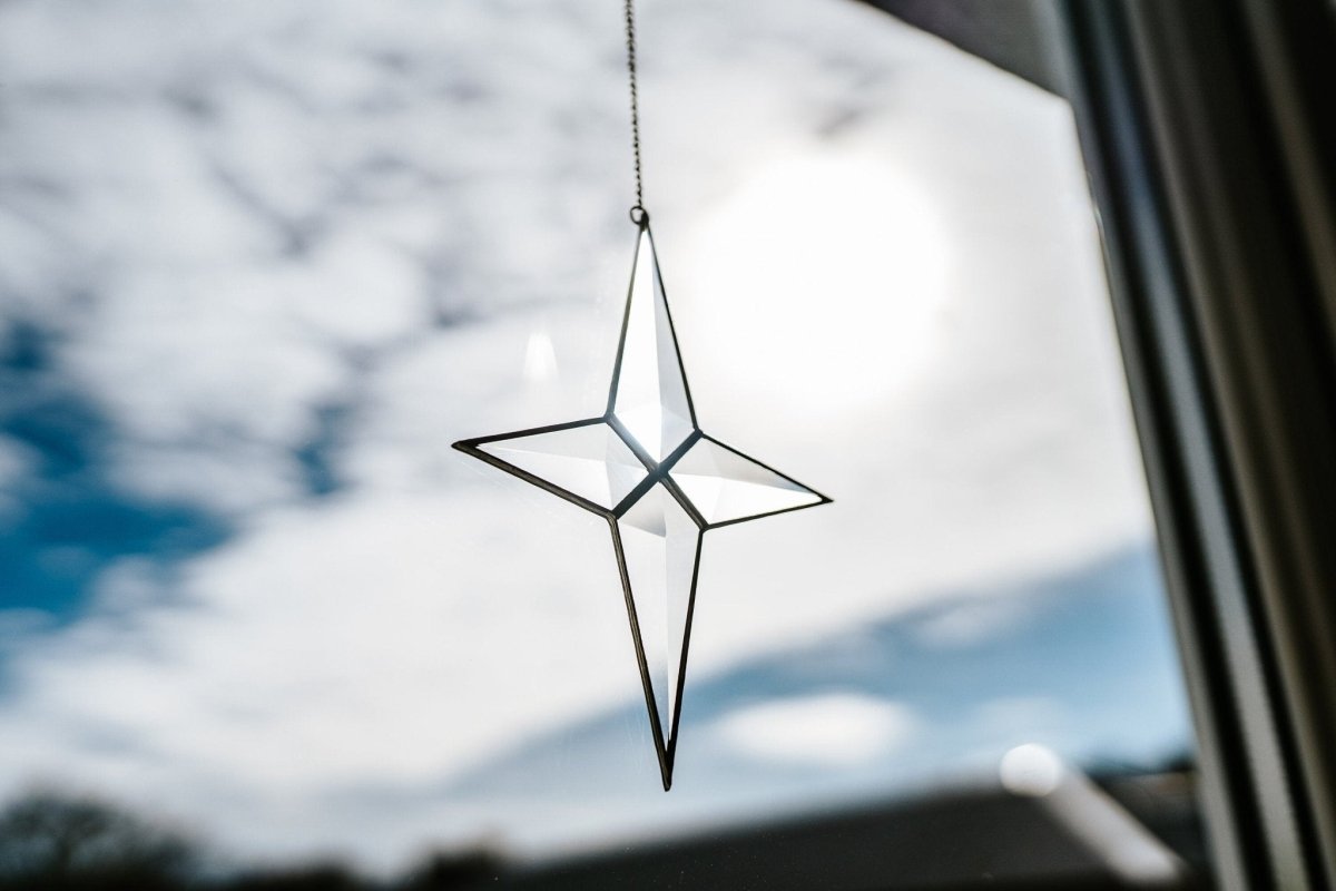 suncatcher stained_glass Christmas hanging star Bevel star snowflake Stained glass window hanging Christmas gift