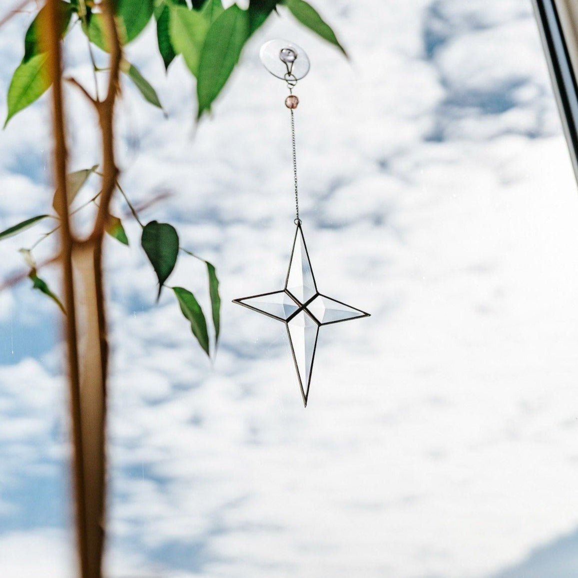 suncatcher stained_glass Christmas hanging star Bevel star snowflake Stained glass window hanging Christmas gift