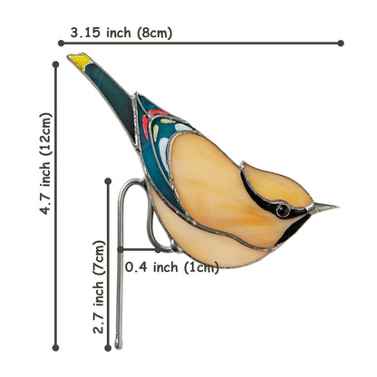 suncatcher stained_glass Stained glass Cedar Waxwing bird suncatcher Pot Decor Mother's Day Gift