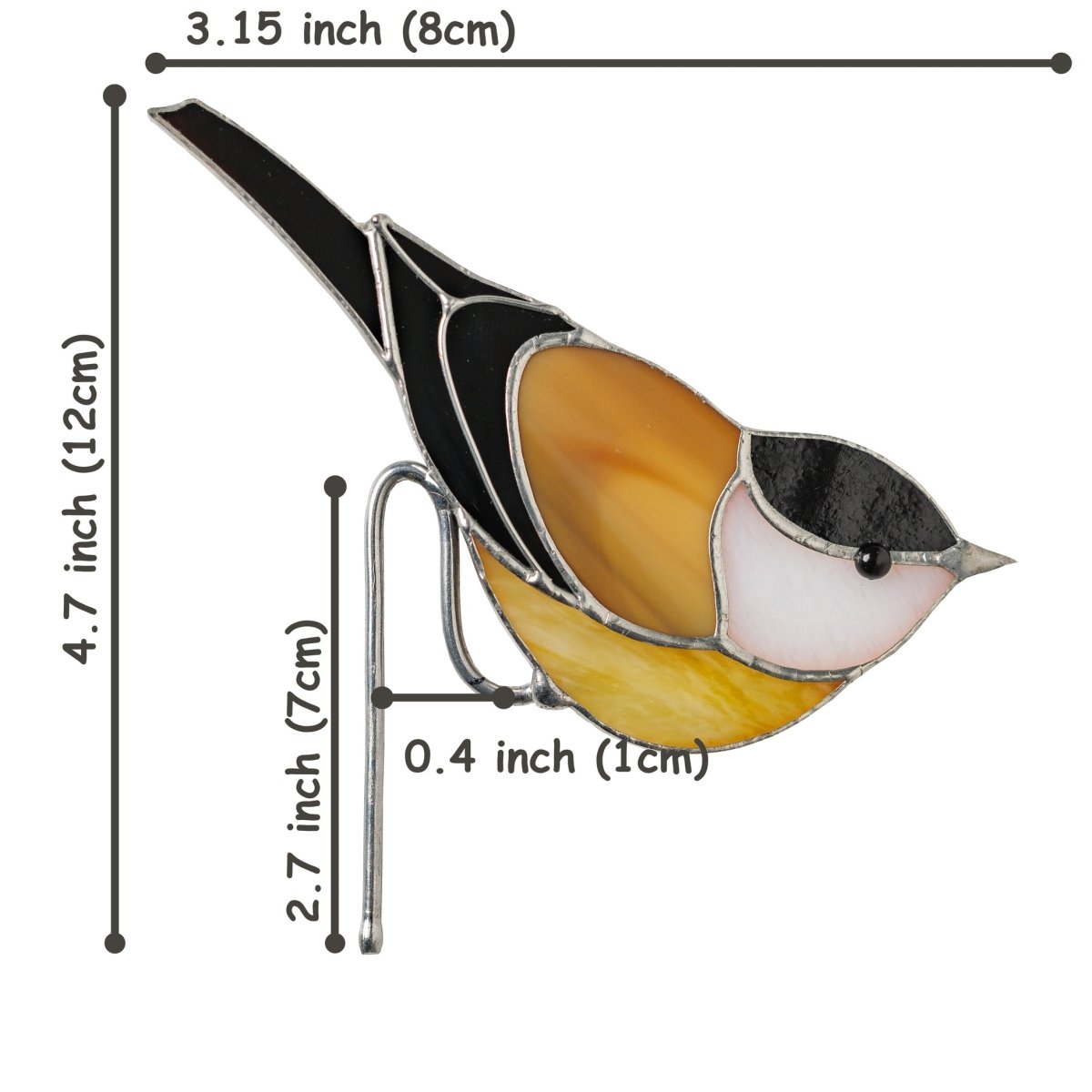 suncatcher stained_glass Stained glass Chickadee bird suncatcher Pot Decor Mother's Day Gift